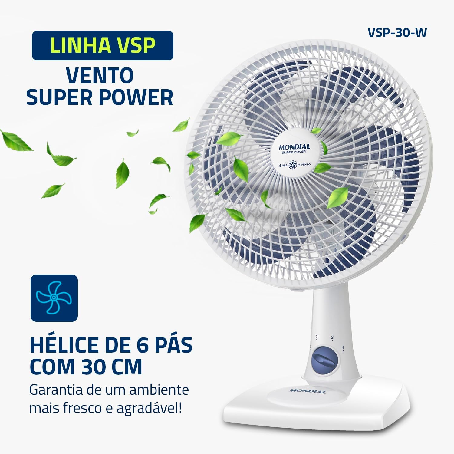 Ventilador de Mesa MONDIAL 127V, 30cm, 6 pás, Super Power - Miniatura 7