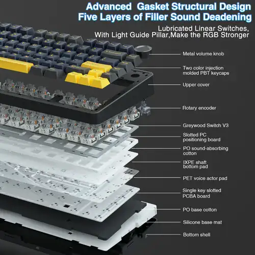 Teclado mecânico Aula F75 sem fio 75% Gaming Pro - Miniatura 4
