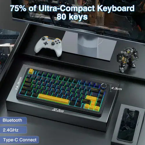 Teclado mecânico Aula F75 sem fio 75% Gaming Pro - Miniatura 7