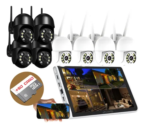 Nvr 8 Câmeras A8 Wifi Sem Fio 300m Hd Segurança C/ Sd 128gb