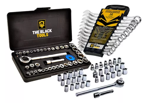 Kit Jogo de Ferramentas 40 Peças com Soquetes e Kit Chave Combinada 6 a 22mm - Miniatura 1