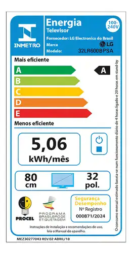 Smart Tv 32'' LG Hd 32LR600BPSA Processador 5 Ger6 Alexa Webos - Miniatura 3