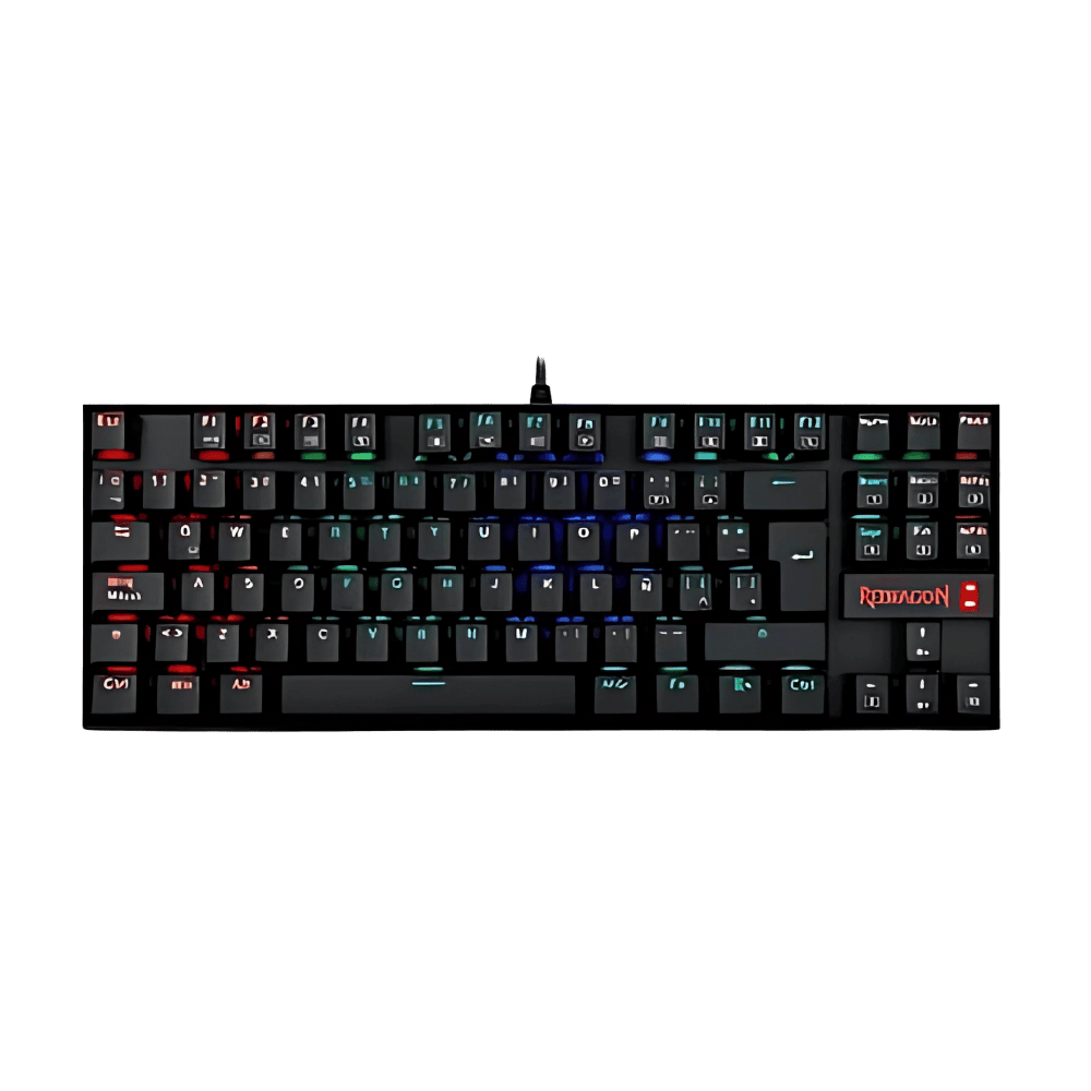 Teclado gamer Redragon Kumara QWERTY Outemu Black português Brasil cor preto com luz RGB