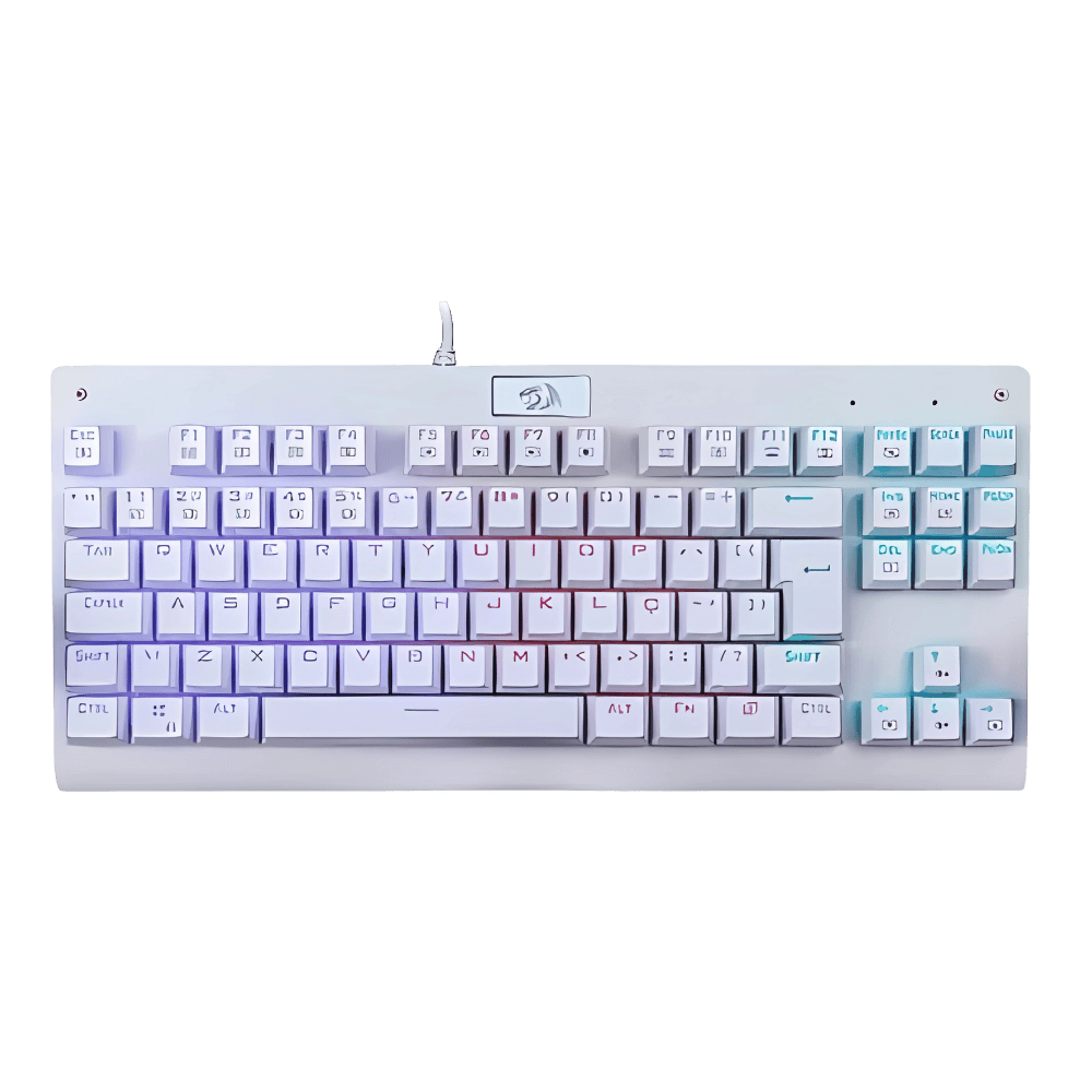 Teclado gamer Redragon Dark Avenger K568 QWERTY português Brasil cor lunar white com luz RGB